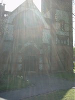 A church on Bounds Green Road. The sunlight makes it seem like a Philip Larkin poem.
