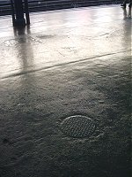 I like the pattern of the circle on the uneven surface.