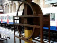 The bare bones of a London Underground sign.